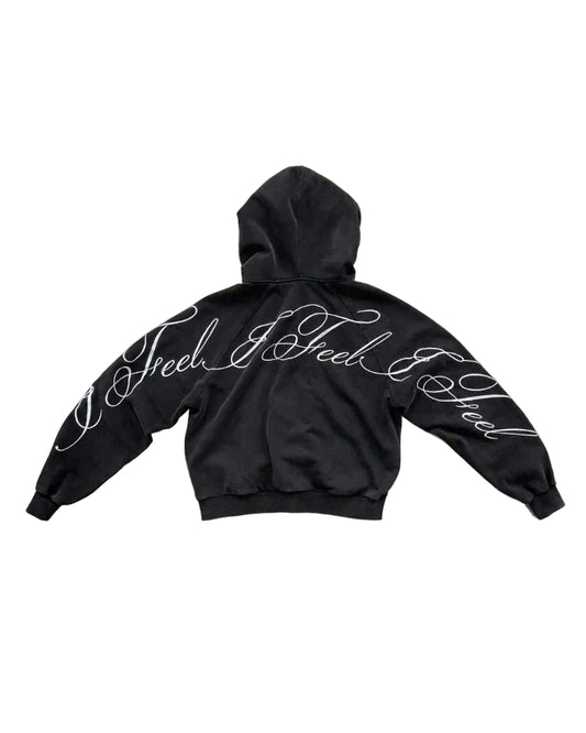 Letter Printed Oversized Zipper Hoodie