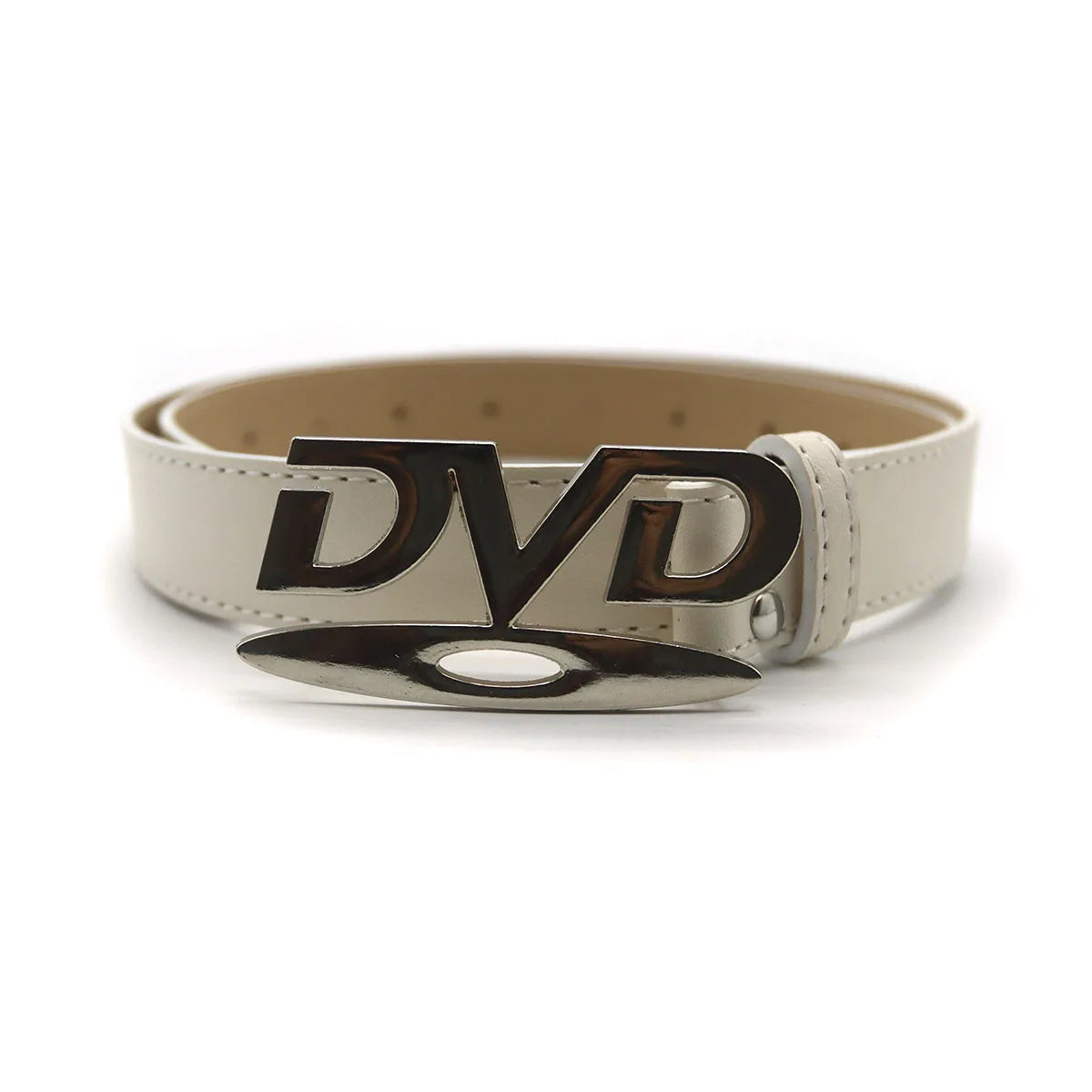 White DVD Buckle Belt