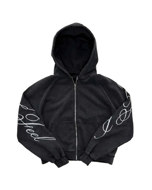 Letter Printed Oversized Zipper Hoodie