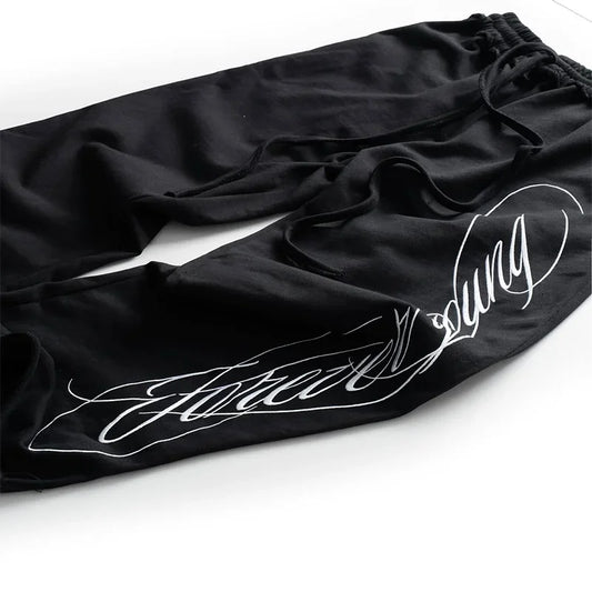 Letter Printed Jogger Loose Wide-Leg