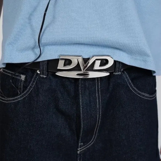 White DVD Buckle Belt