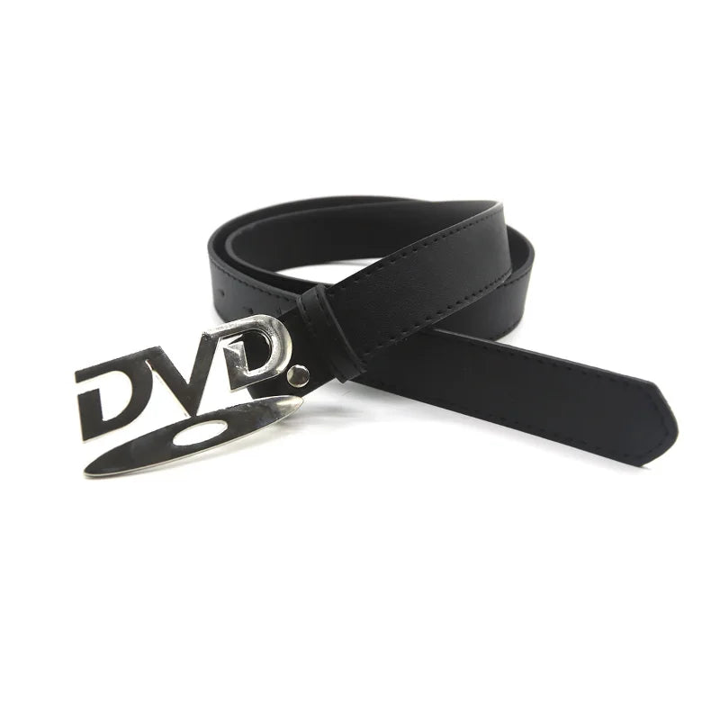 White DVD Buckle Belt