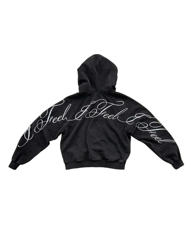 Letter Printed Oversized Zipper Hoodie